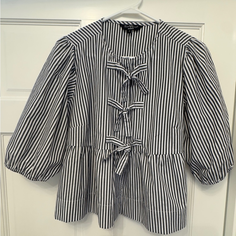 Velvet Heart Black and White Striped Blouse
